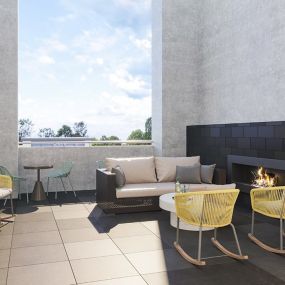 Outdoor fireplace at Link Apartments Linden