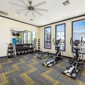 Exercise machines in fitness center