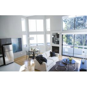 Windows and natural light fill the interiors at 888 Hilgard Ave furnished apartments in Los Angeles, CA