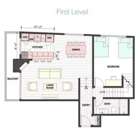 888 Hilgard-2 bedroom, 2 bath furnished luxury apartment 1st level floor plan