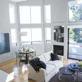 Windows and natural light fill the interiors at 888 Hilgard Ave furnished apartments in Los Angeles, CA