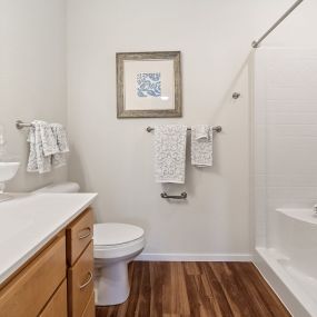 Bathroom with Walk-in Shower at Legacy Commons at Signal Hills 55+ Living