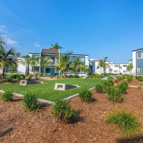 Outdoor game areas at Beverly Plaza Apartments