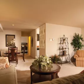 Living Room Side View - Queens Purchase Apartments