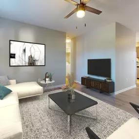 Living room with a ceiling fan