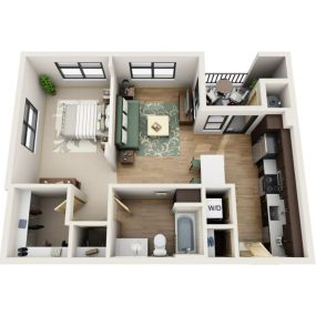 56 North 1 bedroom, 1 bath floorplan