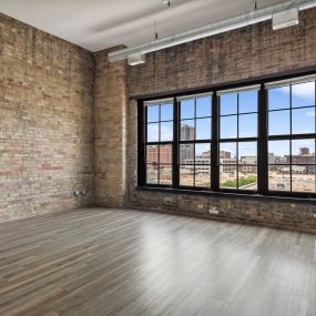 Living Room at Gaar Scott Historic Lofts