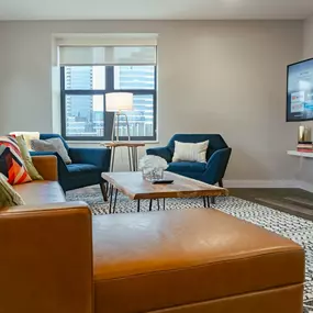 Living Room at The Rowe Apartments