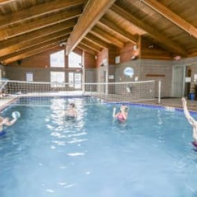 A group of people in a swimming pool playing