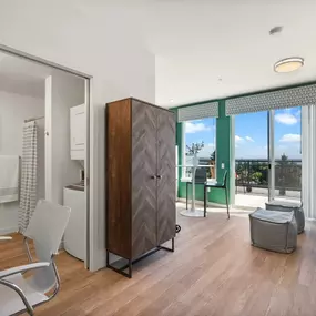 a living room with a wardrobe