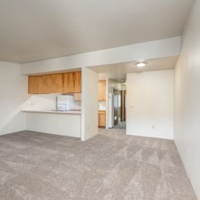Living room and kitchen at Meadowrock Apartments in Santa Rosa, CA 95403