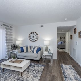 Living room with wall clock