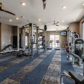 A spacious fitness center