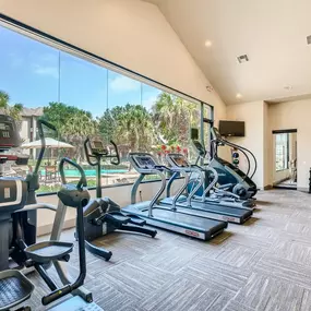 The gym with a large window