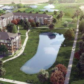 Ariel Rendering of Orville Commons Apartments