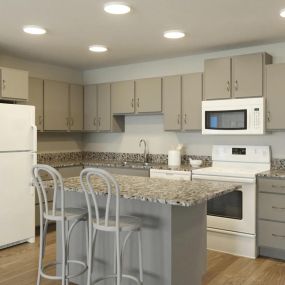 Sample Kitchen with Eat-in Island at Aviara Flats Apartments