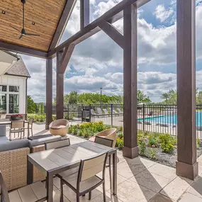 Patio with pool view