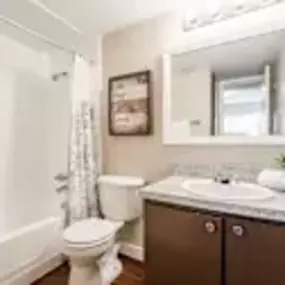 Hollywood lighting in bathroom at Forest Glen