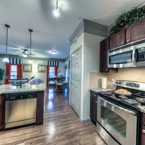 Kitchen with stainless steel appliances