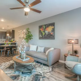 Living room with a ceiling fan