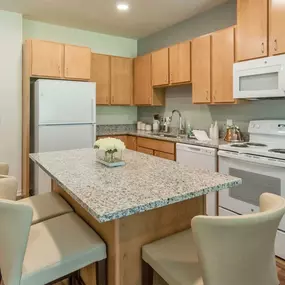 Sample Kitchen With Eat-In Island at The Meridian Apartments