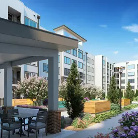 Exterior Rendering of the Courtyard at Briar Park Senior Living