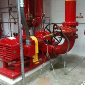 A Fire Pump is part of a fire suppression system but is found mainly in larger facilities. There are two types of fire pumps, electric motor, and diesel engine. The fire pump is connected directly in line with the fire protection water supply and is used to boost the pressure and volume of water available in the system.