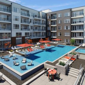 pool with lounge chairs