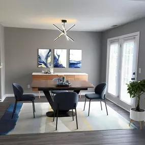 Enjoy a stylish and modern dining space designed for comfort at Mansfield Village Townhomes in Indianapolis.