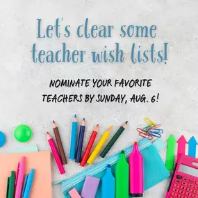 Nominate your favorite teacher in Lowndes County & we'll help fund $100 on their wish list. We will pick the THREE teachers with the most nominations (includes ALL schools in Lowndes County!).  Deadline:  Sunday, 8/06/2023 
NOTE: We will only count single comments for nominations on our Facebook, Instagram & LinkedIn pages. Comments on teacher's personal pages or adding to other comments don't count.  
#teacherwishlist #backtoschool  @onelowndes @valdostacityschools