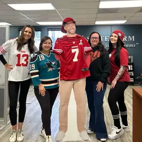 Our team ( and @jakefromstatefarm) is decked out for Sports Spirit Day and we came to PLAY! ????????????
Wishing you an exciting Super Bowl weekend and at the very least an amazing halftime show with lots of great game snacks ????