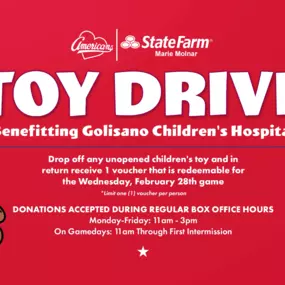 Join our Toy Drive for Golisano Children's Hospital! Drop off unopened children's toys at Tim Hortons Iceplex (2700 Brighton Henrietta Town Line Rd, Rochester, NY 14623). Let's make a difference together!