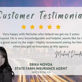 State Farm Agent for Sonoma County, catch me riding around on my scooter. When I am not riding you will see me hiking or walking my dog Coco. As adventurous as I am, I understand the risks that life can bring. Call me to protect you from the unexpected.