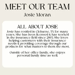 Meet our team - Josie Moran