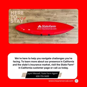 We’re here to help you navigate challenges you’re facing. To learn more about our presence in California and the state’s insurance market, visit the State Farm® in California customer page or call us today.