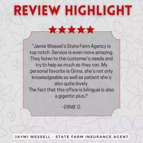 Jaymi Wessell - State Farm Insurance Agent
Review highlight