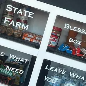 At Kalynn Tindall State Farm, we believe in more than just protecting what matters most—we believe in caring for our community. That’s why we’re so proud of our Blessing Box, a small but powerful way we give back to those in need.
Stocked with non-perishable food and small necessities, our Blessing Box is open to anyone who needs a helping hand. Over time, we’ve received heartfelt notes of appreciation from those who have found comfort and support through it. These messages remind us why we do w