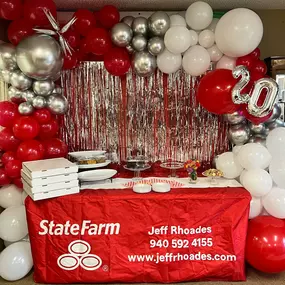 Exciting news! Tomorrow marks the big day for Jeff Rhoades State Farm as we kick off our 20th-anniversary celebration! Join us as we commemorate two decades of serving our community with dedication and excellence. Stay tuned for special announcements, giveaways, and more throughout the Month of April!! Stop in tomorrow for Amazing Cookies and Cake !!!!