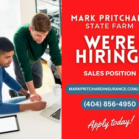 Join our team at Mark Pritchard State Farm and positively impact people's lives!

We currently have an open position for Sales at our Atlanta, GA, location. Apply now for a fulfilling career with opportunities for growth!