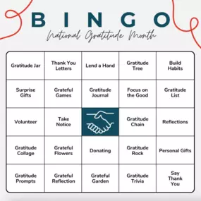 Gratitude Challenge! ???? Level up your thankfulness this month with our Gratitude Bingo! Complete a row (or the whole card!) of these feel-good activities and tag us in your stories with your wins! Who will be the first to shout 