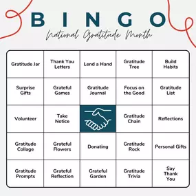 ???? Gratitude Challenge! ???? Level up your thankfulness this month with our Gratitude Bingo! Complete a row (or the whole card!) of these feel-good activities and tag us in your stories with your wins! Who will be the first to shout 