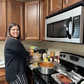 Hot dog and chili day in the office. Chili was prepared specially by Amy's dad!