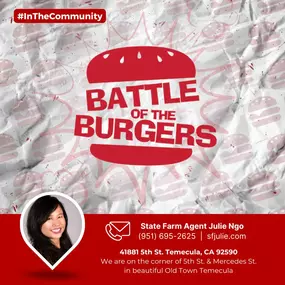 ????Battle of the Burgers????
Oct. 12 (tickets on sale)

All proceeds will benefit the Temecula Valley High School Culinary Arts Program.

In partnership with Visit Temecula Valley & Pechanga Resort Casino, this EPIC competition for the best burger & loaded fries, will host culinary teams across Temecula Valley bringing all they have to claim the title. Temecula Valley's local restaurants will compete once again for the title of 