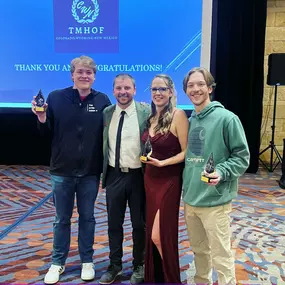 We may have forgotten to get a good picture before some of us changed into comfy clothes ???? But at least we still got a picture! This past weekend was the annual Team Member Hall of Fame event in Denver and our office is proud to have 3 team members represented! Pictured here is Matt, Tyler, Ashley & Ethan. If you have ever called into the office and talked to any one of them, you received the very best care. These guys truly aim to please YOU and will work tirelessly until our customers are s