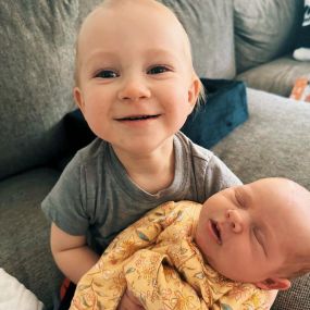 Happy Monday everyone! I wanted to share the exciting news of our newest addition to our office family. 
Emily Flatebo Rudell welcomed her beautiful baby girl, Eliza Marie Rudell, on October 15th! By the looks of the second photo, her oldest Charlie loves his little sister and is already taking his big brother duties seriously! 
#TylerCheshireStateFarm #InsuringAtlanta #NewBaby #FutureStateFarmAgent #TeamCheshire