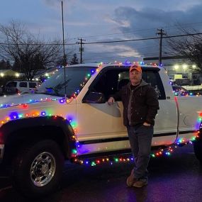 Our customer Clark Griswold, er… I mean Jimmy, came by this evening with his parade-worthy truck!! If you see him around town give him a friendly honk!  We just love his Christmas spirit!