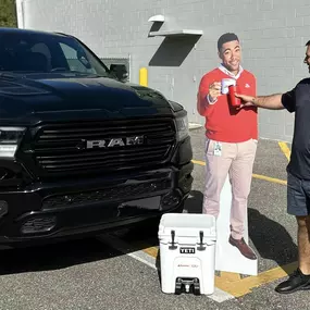 Thanks @jakefromstatefarm for helping our very own John from Chelsey Loper - State Farm Agent with personalized insurance for his new truck! Cheers the weekend! He's ready to take his new boat out!!