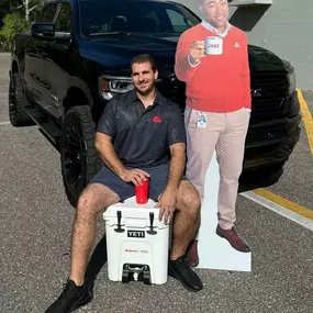 Thanks @jakefromstatefarm for helping our very own John from Chelsey Loper - State Farm Agent with personalized insurance for his new truck! Cheers the weekend! He's ready to take his new boat out!!