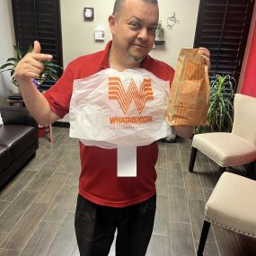 National Whataburger Day! Team is enjoying their favorite TEXAS fast food. What do you usually order? #74years #NationalWhataburgerDay #texasburgers #915insurance #yummyfood #iykyk #TexasThang