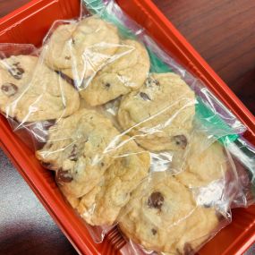 State Farm customers are the absolute best!  Our customer Mike brought us his soft, buttery, homemade chocolate chip cookies this afternoon.  Do you prefer soft or crispy cookies?